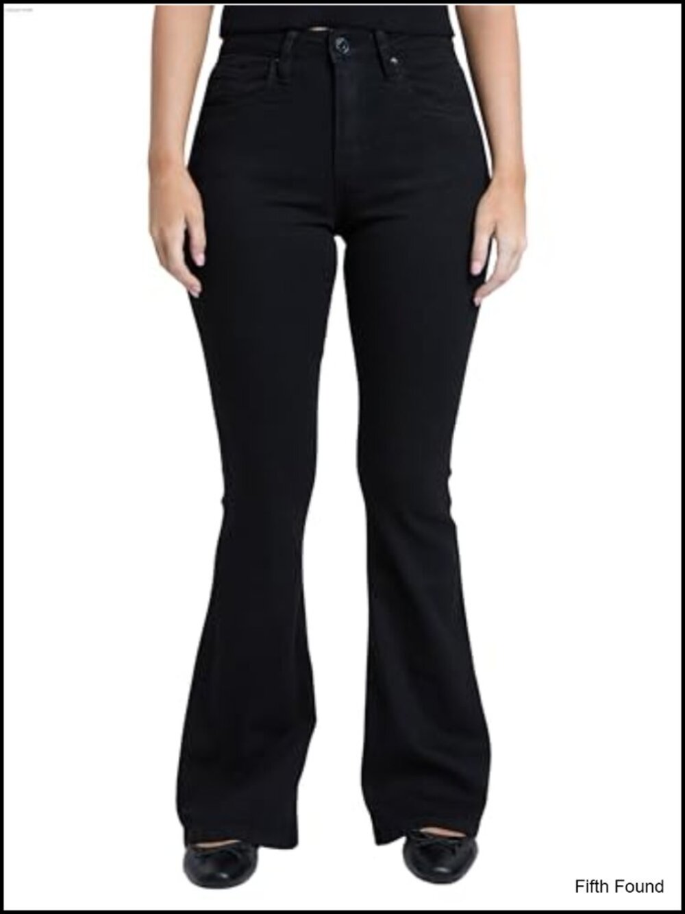 High Rise Flare Bell Bottom Jeans Cotton Blend Stretch Casual